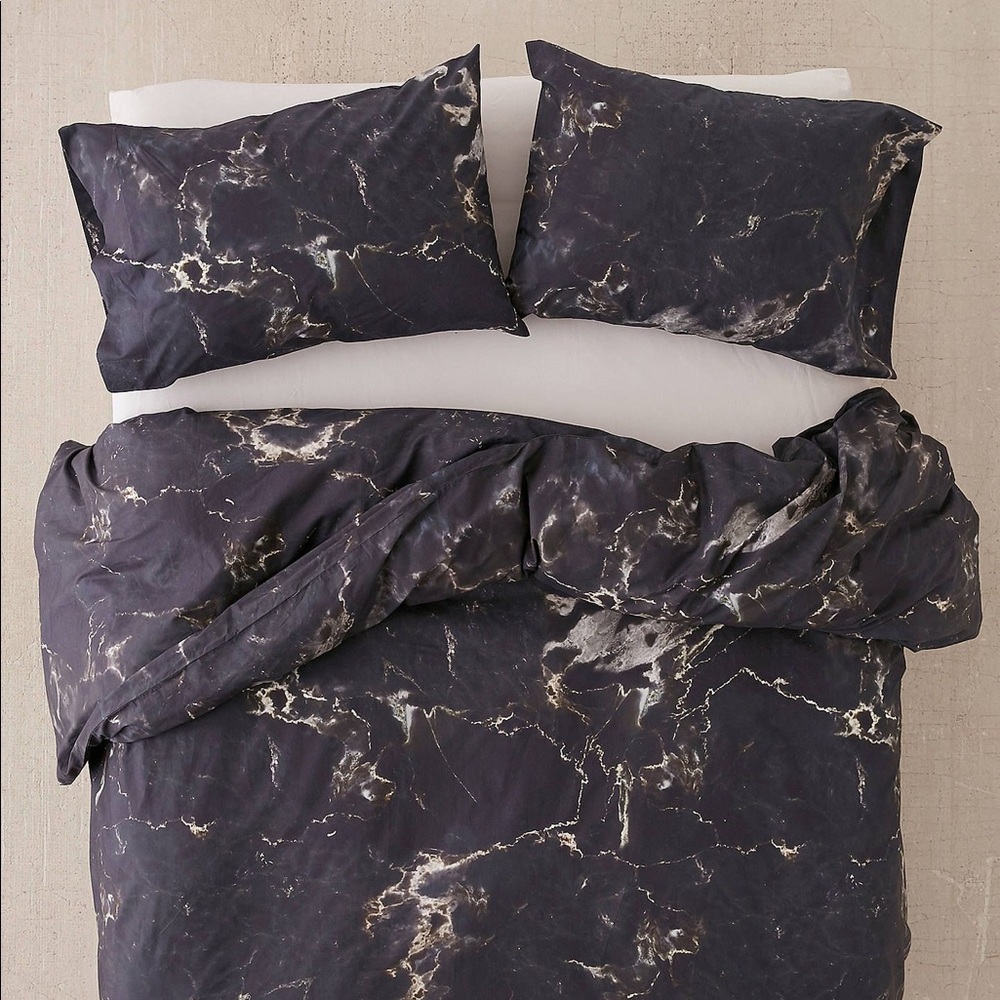 Urban Outfitters Black Marble Duvet Cover